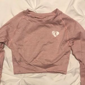 Pink Women’s Best Athletic Long sleeve Crop Top